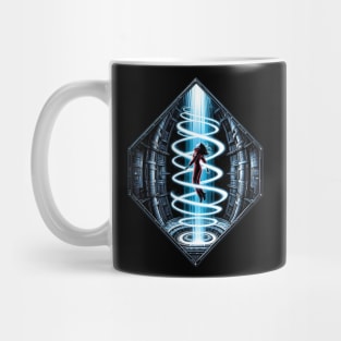 Cosmic Traveler Ascending Through a Vortex of Light - Sci-fi Mug